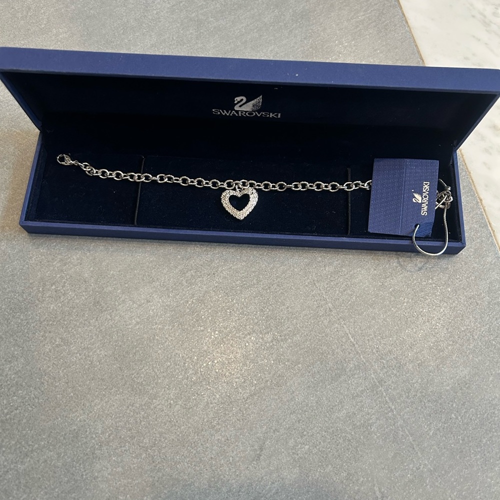 Swarovski Silver Heart Charm Bracelet